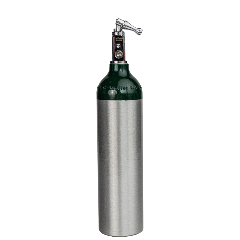 74 - M6 Oxygen Tank medical, green top on a white background