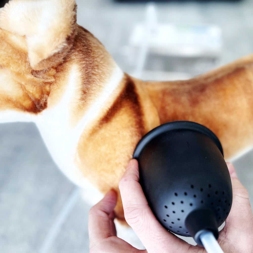 Ozone cupping cup and flexible tubing / 3 inch with included destruct being used on a training dummy