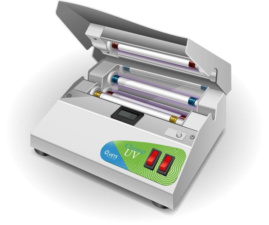 Chimp UV System top view, open with lamps in view
