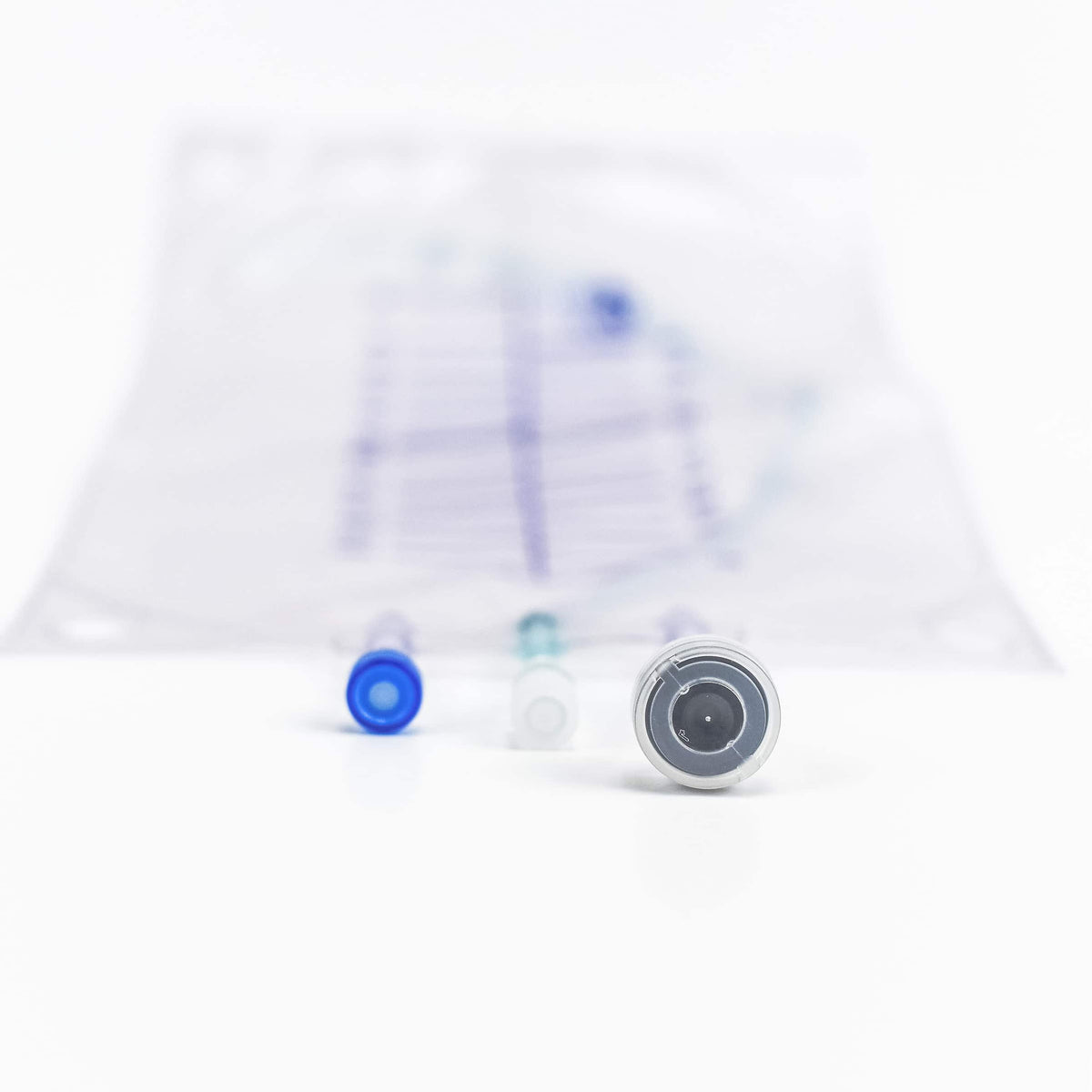 1500ml Blood Bag (1), side view with blue ports