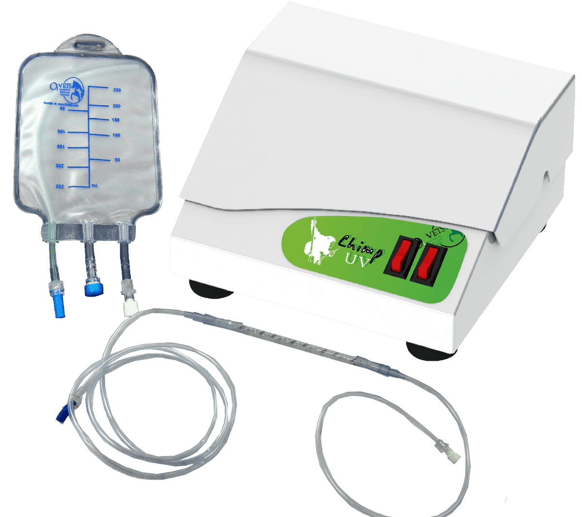 Complete UltraImmunotherapy Vet Package with bag, cuvette, and Chimp UV