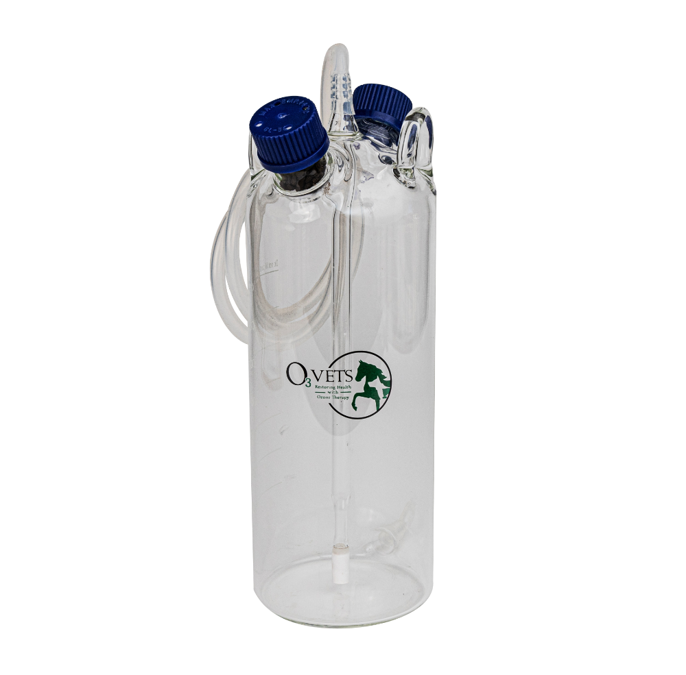89 - Vet Fluid Bubbler with blue caps on a white background
