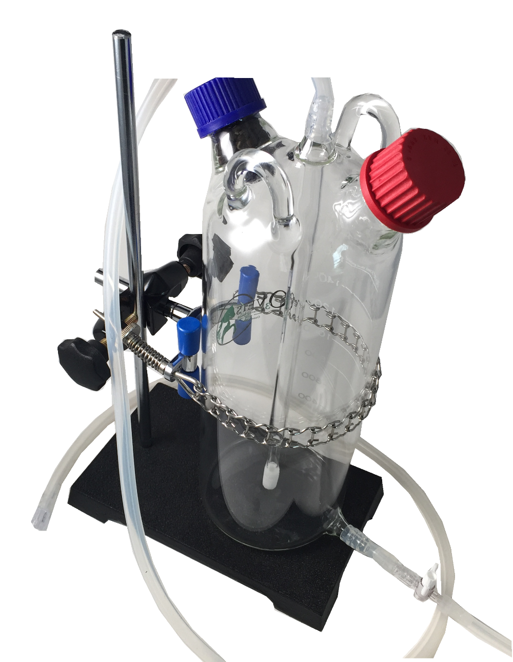 Bubbler Stand Small with red and blue caps