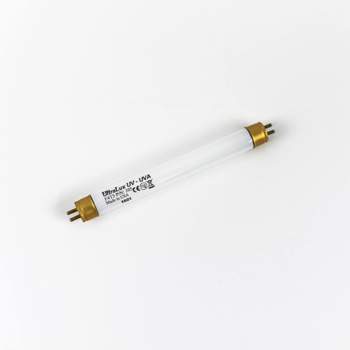 Chimp UVA Lamp, gold ends on a white background