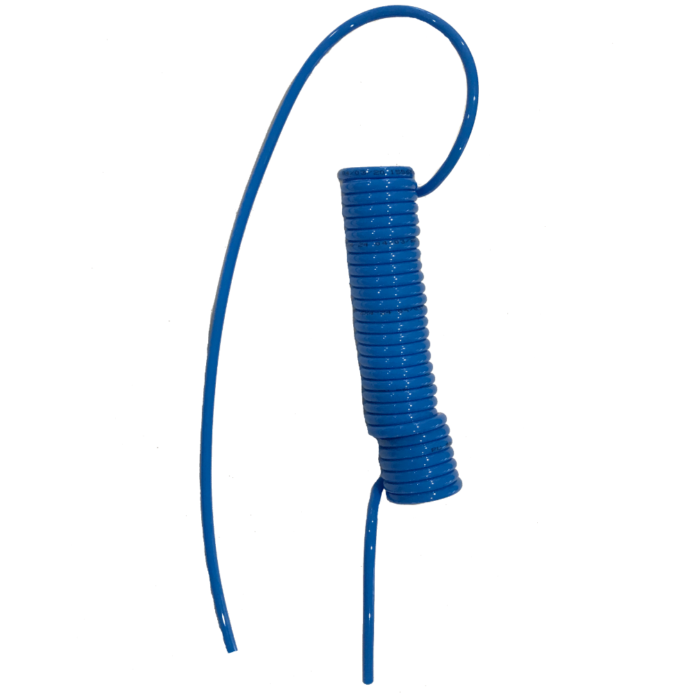 Oxygen Tubing, blue coil on a white background 